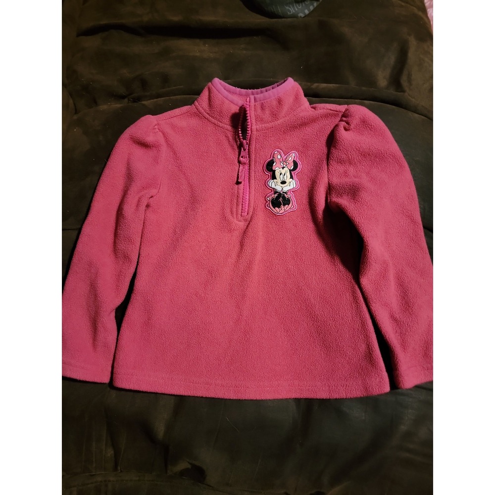 Disney store minnie mouse 1/4 zip pink fleece size 4